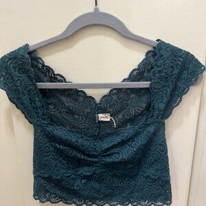 Dark Green/Blue Lace Crop Top